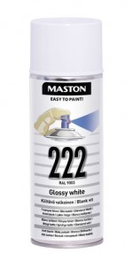 Spraypaint 100 Gloss White 222 400ml RAL9010